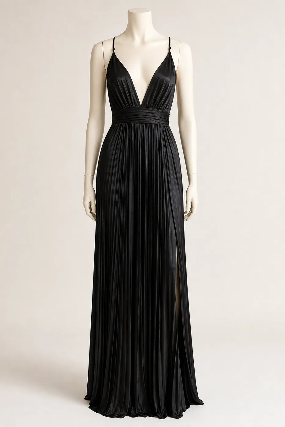 Édition Robe Longue en Satin Plissé Muse